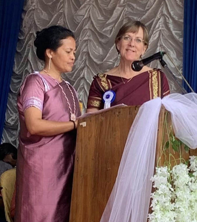 Rev. Kate Walker speaking at Khasi Hills School